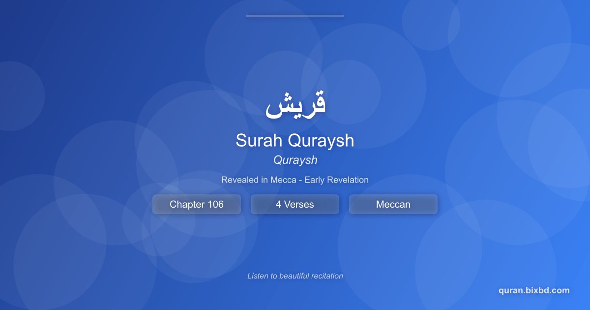 Surah Quraysh (قريش) - Quraysh - Chapter 106 of the Holy Quran - Recited by Sheikh Mishary Rashid Alafasy